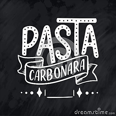 Italian food menu - names of dishe. Lettering phrases for your design, stylized drawing, hand drawn composition. Vector Illustration