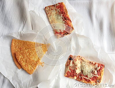 Italian snack: farinata and pizza Stock Photo