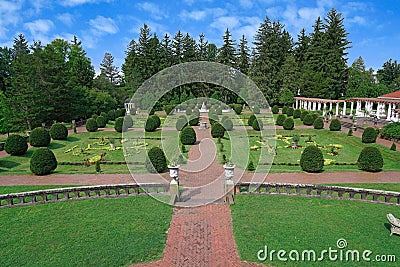 Italian Garden of the Historic 19th century Sonnenberg mansion Editorial Stock Photo