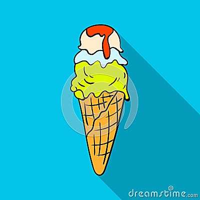 Italian gelato icon in flat style isolated on white background. Italy country symbol stock vector illustration. Vector Illustration