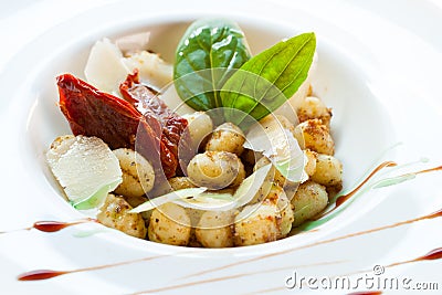 Italian gnocchi pasta dish. Stock Photo