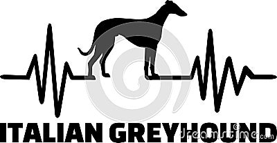 Italian Greyhound heartbeat word Vector Illustration