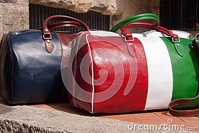 Italian handbags handicraft in leather Stock Photo