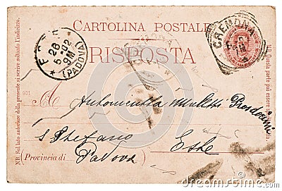 Italian handwritten postcard letter Editorial Stock Photo