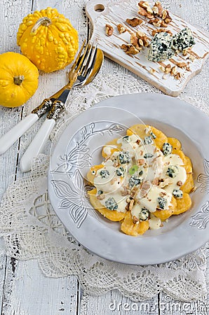 Italian home made pumpkin gnocchi Stock Photo