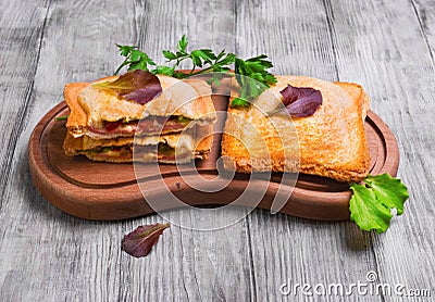 Italian hot crispy toasted panini sandwiches Stock Photo