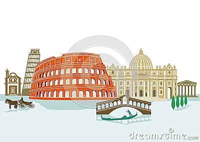 Italian landmarks Vector Illustration