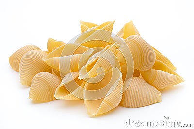 Italian lumaconi isolated on white background. Stock Photo