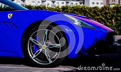 Italian luxury blue Ferrari Editorial Stock Photo
