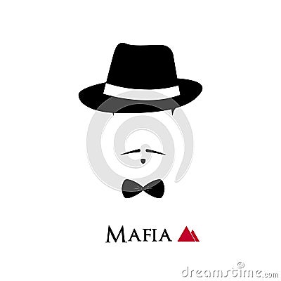 Italian Mafioso face on white background. Vector Illustration