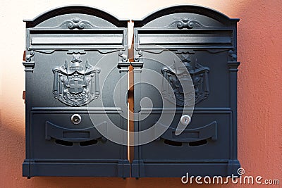 Italian Mailboxes on the Wall Stock Photo