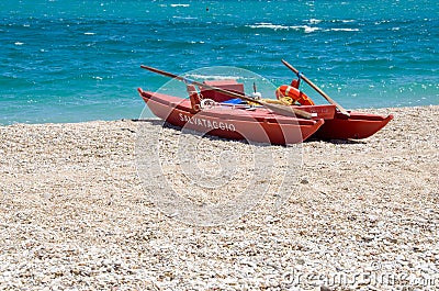 Italian manual watercraft lifeguard Editorial Stock Photo