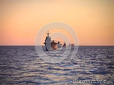 Italian military ships at sea Stock Photo