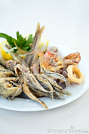 Italian mixed fried fish Stock Photo