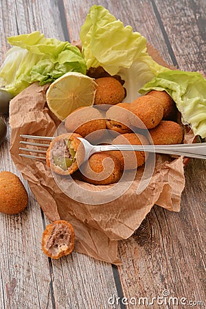 Italian olive ascolane appetizer traditional dish Stock Photo