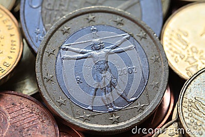 Italian one euro coin Stock Photo