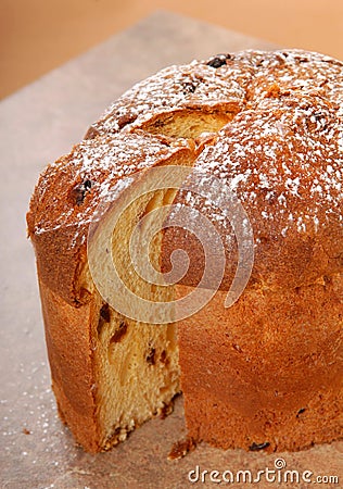 Italian Panettone Christmas Bread Stock Photo