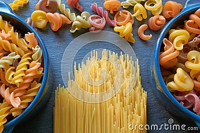 Italian pasta different shapes Stock Photo
