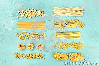 Italian pasta, flat lay banner, shot from the top Stock Photo