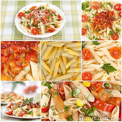 Italian pasta. Food collage Stock Photo