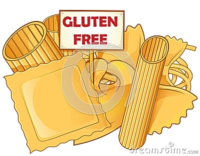 Italian Pasta with gluten free signboard Vector Illustration