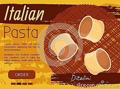 Italian pasta national cuisine cafe banner. Design for store ad, restaurant menu, dinner logo Vector Illustration