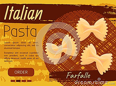 Italian pasta national cuisine cafe banner. Design for store ad, restaurant menu, dinner logo Vector Illustration