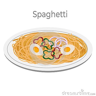 Italian pasta noodles set menu. Italian noodles food recipes collection. Vegan pasta spaghetti noodles menu close up Vector Illustration