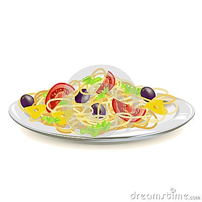 Italian pasta on a plate Vector Illustration