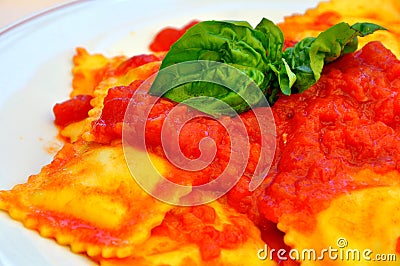 Italian pasta: ravioli Stock Photo