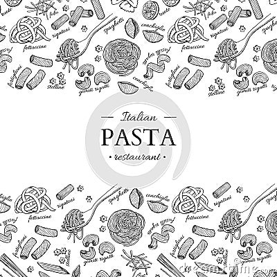 Italian pasta restaurant vector vintage illustration. Hand drawn engraved banner. Vector Illustration