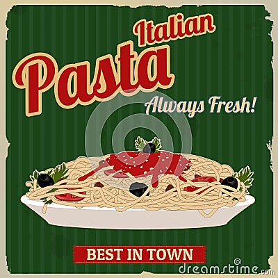 Italian pasta retro poster Vector Illustration