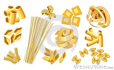 Italian pasta set. Vector isolated set of pasta Vector Illustration