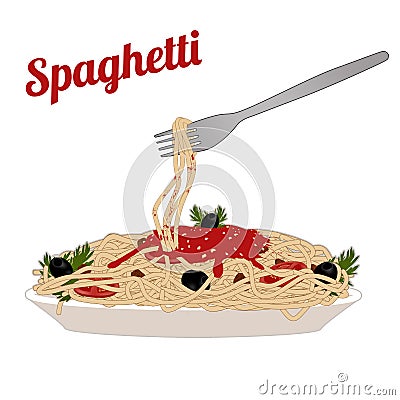 Italian pasta spaghetti Vector Illustration