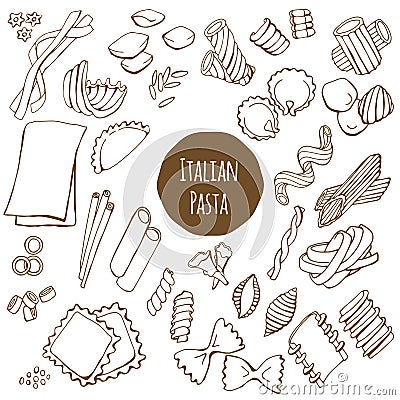 Italian Pasta Vector Set Vector Illustration