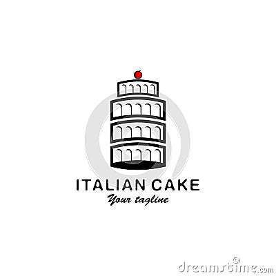 italian pisa tower cake vector logo design Vector Illustration