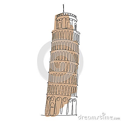 Italian Pisa Tower doodle sketch. Isolated on white. Stock Photo