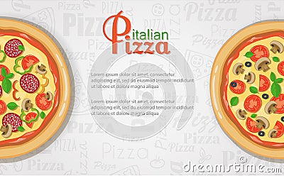 Italian pizza banner with place for text Vector Illustration