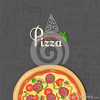 Italian pizza banner with place for text Vector Illustration