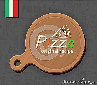 Italian pizza banner with place for text Vector Illustration