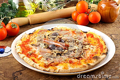 Italian Pizza Capricciosa Stock Photo