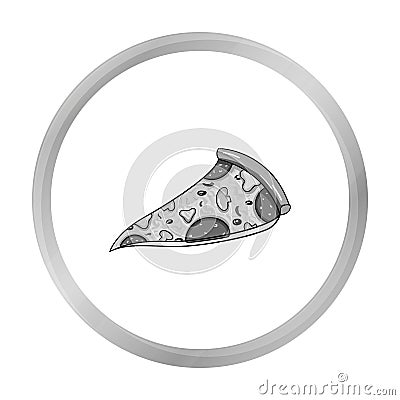 Italian pizza icon in monochrome style isolated on white background. Italy country symbol stock vector illustration. Vector Illustration