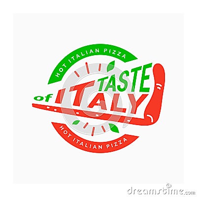 Italian pizza logo. Taste of Italy. Symbol for pizzeria Vector Illustration