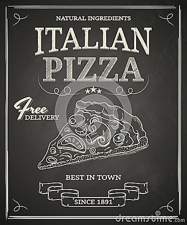 Italian Pizza Poster Vector Illustration