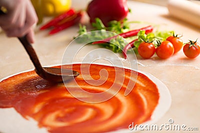 Italian pizza preparation Stock Photo