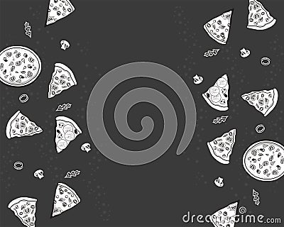 italian pizzas border Vector Illustration