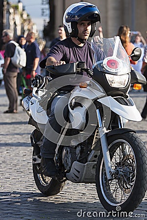 Italian policeman in motorcycle Editorial Stock Photo