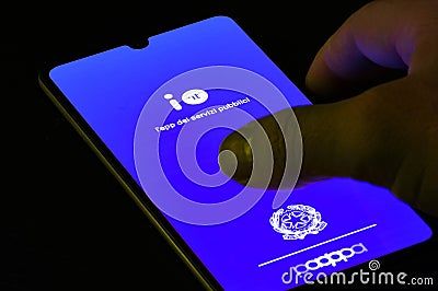 Italian public administration tax cashback app IO Editorial Stock Photo