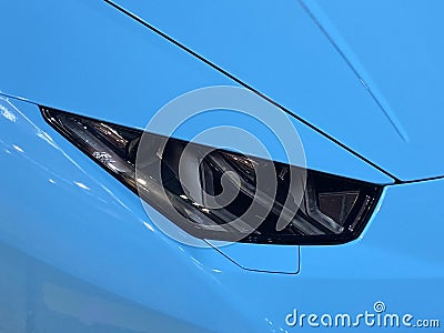 Italian Race Car Baby Blue Lamborghini Speed Automobile Transportation Vehicle Fast Furious Macau Street Luxury Lifestyle Editorial Stock Photo