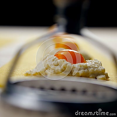 Italian ravioli with ricotta and egg yolk Stock Photo